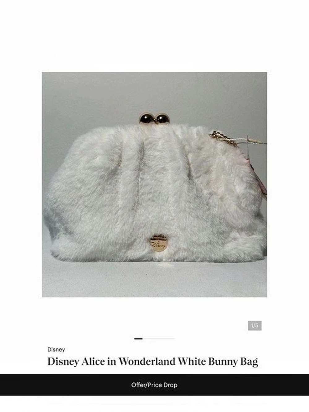 Disney Alice in Wonderland White Bunny Bag White Bunny Shoulder Bag